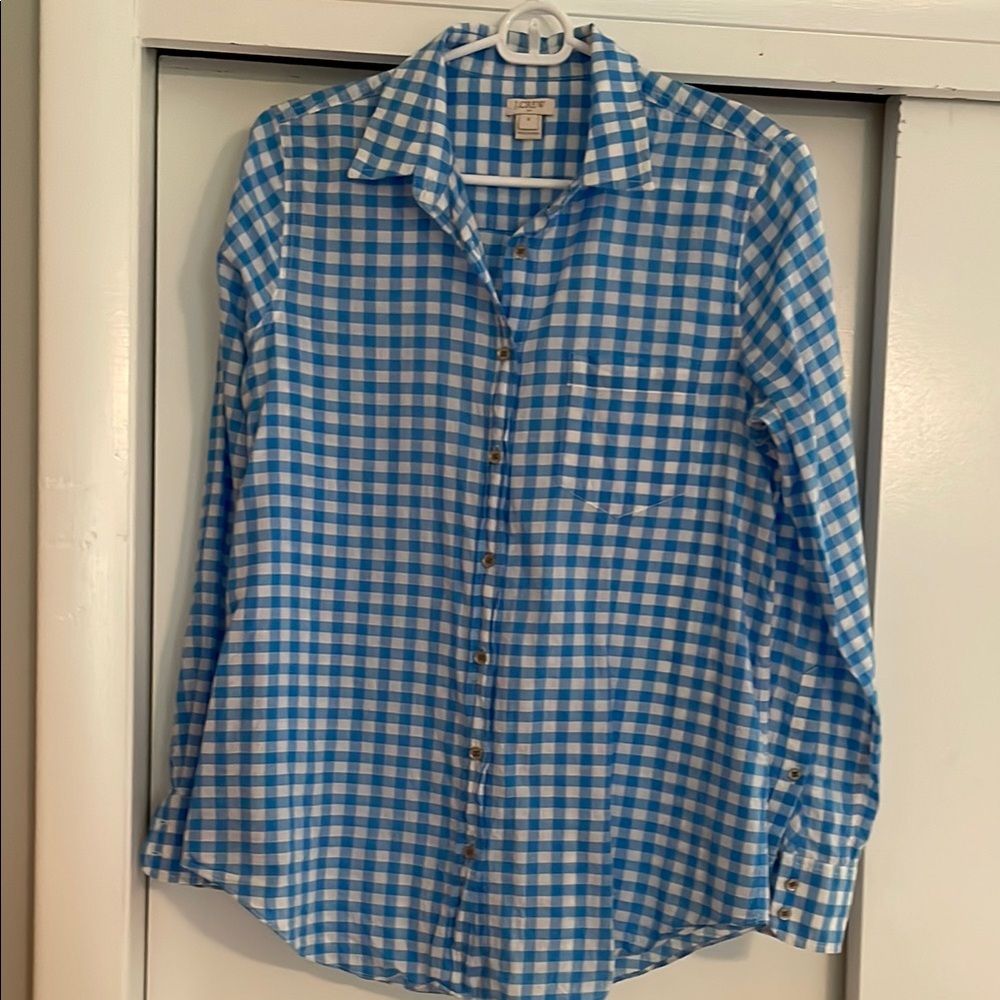 J. Crew Blue Checked Casual Button Down Shirt
